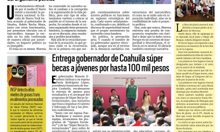 Portada RCG Lagunera [30 de abril de 2026] Estados Unidos denuncia al narcogobernador de Morena en Sinaloa; entrega gobernador súper becas a jóvenes por hasta 100 mil pesos y más…