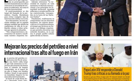Portada RCG Nacional e Internacional [19 de abril de 2026] México, Brasil y España piden respeto a la soberanía de Cuba; Mejoran los precios del petróleo tras alto al fuego en Irán y más…