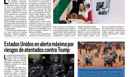 Portada RCG Nacional e Internacional [27 de abril de 2026] Presidenta inaugura el Tren Felipe Ángeles, Buenavista-AIFA; EE. UU. en alerta máxima por riesgos de atentados contra Trump y más…