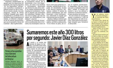 Portada RCG Media [15 de abril de 2026] Manolo Jiménez inicia el programa ‘Pa´los Deportistas 2026’; sumaremos este año 300 litros por segundo: Javier Díaz y más noticias…