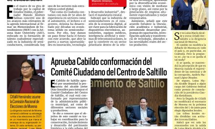 Portada RCG Media [17 de abril de 2026] Firma Manolo Jiménez acuerdo en materia de semiconductores en Washington; aprueba Cabildo conformación del Comité Ciudadano del Centro de Saltillo y más noticias…