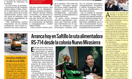 Portada RCG Media [20 de abril de 2026] DIF Coahuila entrega infraestructura para atender y prevenir adicciones; arranca hoy en Saltillo la ruta alimentadora RS-714 desde la colonia Nuevo Mirasierra y más…