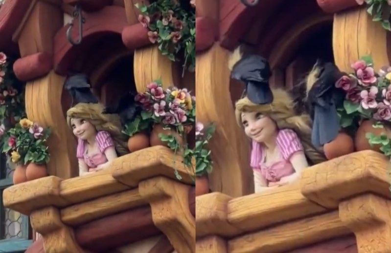 Cuervos se apoderan de la cabellera de Rapunzel en Tokyo DisneySea (video)