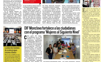 Portada RCG Centro [4 de mayo de 2026] Coahuila participa con éxito en el Tianguis Turístico México 2026; DIF Monclova fortalece a las ciudadanas con ‘Mujeres al Siguiente Nivel’ y más…