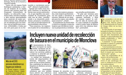 Portada RCG Centro [13 de mayo de 2026] Con más mujeres empoderadas, Coahuila se fortalece: Manolo Jiménez; incluyen nueva unidad de recolección de basura en Monclova y más…