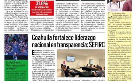 Portada RCG Centro [17 de mayo de 2026] Encuesta revela que los peores gobernadores son de Morena; Inversiones detonarán 5 mil nuevos empleos en la región: Canacintra y más…