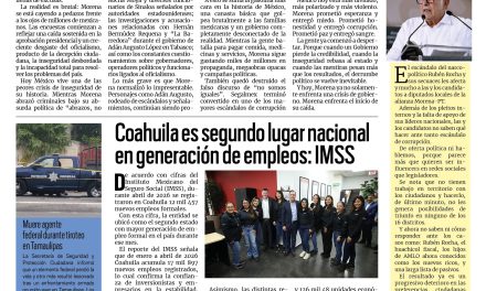 Portada RCG Centro [18 de mayo de 2026] Morena se cae a pedazos; Coahuila es segundo lugar nacional en generación de empleos: IMSS y más…