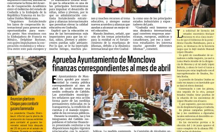 Portada RCG Centro [29 de mayo de 2026] Coahuila fortalece cooperación educativa y cultural con Francia; aprueba Ayuntamiento de Monclova finanzas del mes de abril y más…