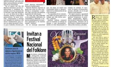 Portada RCG Fronteriza [14 de mayo de 2026] Dan inicio los festejos por el Día del Maestro en Coahuila; invitan a Festival Nacional del Folklore y más…