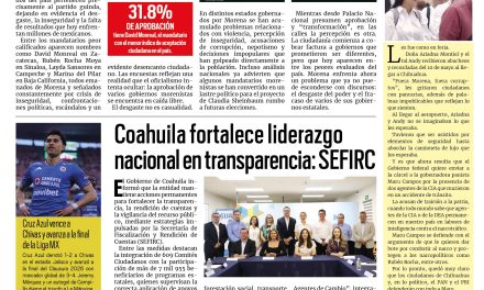 Portada RCG Fronteriza [17 de mayo de 2026] Encuesta revela que los peores gobernadores son de Morena; Secretaría de Salud lleva plática sobre paludismo a hospitales en la región y más…