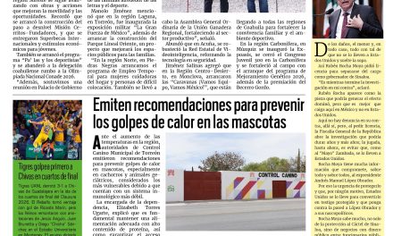 Portada RCG Lagunera [3 de mayo de 2026] Abril fue un mes de mucho dinamismo y resultados para Coahuila: Manolo; Detienen a 12 ‘Vecinos Cochinos’ en Torreón y más…