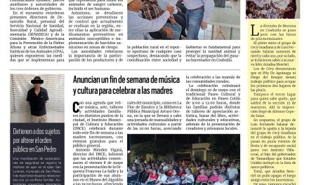 Portada RCG Lagunera [9 de mayo de 2026] Coahuila refuerza medidas sanitarias para proteger al ganado; anuncian un fin de semana de música y cultura para celebrar a las madres y más…