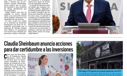 Portada RCG Nacional e Internacional [5 de mayo de 2026] Confirman protección federal a Rubén Rocha Moya; Sheinbaum anuncia acciones para dar certidumbre a las inversiones y más…