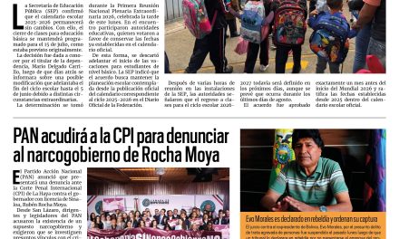 Portada RCG Nacional e Internacional [12 de mayo de 2026] SEP no adelantará el fin del ciclo escolar; PAN acudirá a la CPI para denunciar al narcogobierno de Rocha Moya y más…