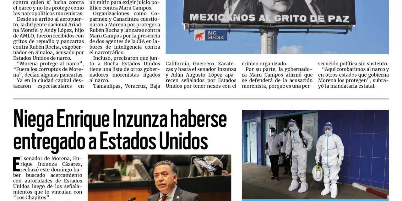 Portada RCG Nacional e Internacional [18 de mayo de 2026] Apoyan ciudadanos a Maru Campos ante señalamientos de Morena; Niega Enrique Inzunza haberse entregado a Estados Unidos  y más…
