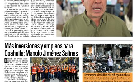 Portada RCG Nacional e Internacional [20 de mayo de 2026] Estados Unidos tendría testimonios contra Enrique Inzunza; Más inversiones y empleos para Coahuila: Manolo Jiménez  y más…