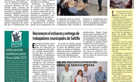 Portada RCG Media [9 de mayo de 2026] Coahuila refuerza medidas sanitarias para proteger al ganado; reconocen el esfuerzo y entrega de trabajadores municipales de Saltillo y más…