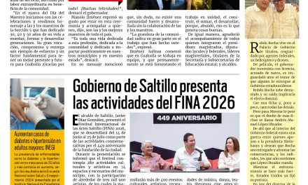 Portada RCG Media [14 de mayo de 2026] Dan inicio los festejos por el Día del Maestro en Coahuila; Gobierno de Saltillo presenta las actividades del FINA 2026 y más…