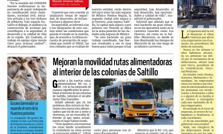 Portada RCG Media [15 de mayo de 2026] En Coahuila seguimos trabajando en equipo: Manolo Jiménez; mejoran la movilidad rutas alimentadoras al interior de las colonias y más…
