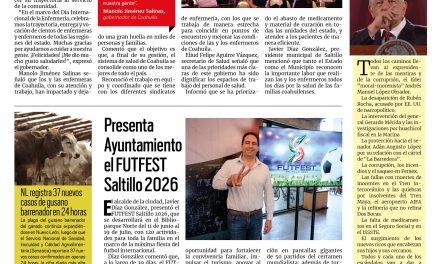 Portada RCG Media [21 de mayo de 2026] Manolo Jiménez reconoce la labor de los enfermeros de Coahuila; Presenta Ayuntamiento el FUTFEST Saltillo 2026 y más…
