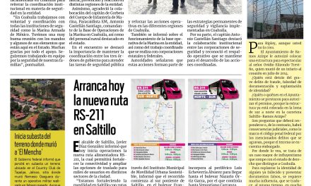 Portada RCG Media [25 de mayo de 2026] Blindamos las fronteras de Coahuila: Manolo Jiménez Salinas; arranca hoy la nueva ruta RS-211 en Saltillo y más…