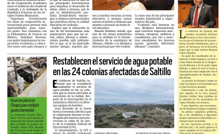 Portada RCG Media [29 de mayo de 2026] Coahuila fortalece cooperación educativa y cultural con Francia; restablecen el servicio de agua potable en las 24 colonias afectadas de Saltillo y más…
