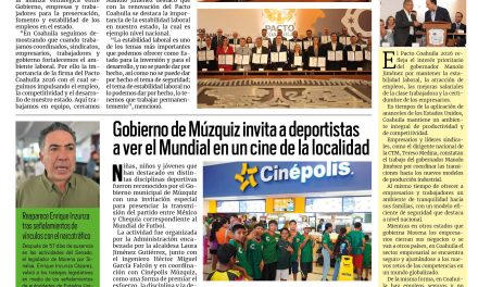 Portada RCG Carbonífera [26 de junio de 2026] La estabilidad laboral de Coahuila la construimos todos los días: Manolo Jiménez; Gobierno de Múzquiz invita a deportistas a ver el Mundial y más…