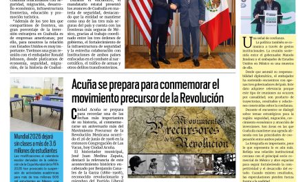 Portada RCG Fronteriza [18 de junio de 2026] Manolo Jiménez fortalece lazos de amistad con el embajador de EE. UU.; Acuña se prepara para conmemorar el movimiento precursor de la Revolución y más…