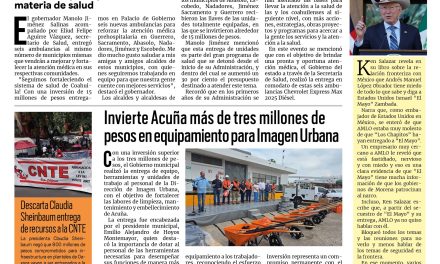 Portada RCG Fronteriza [23 de junio de 2026] Manolo Jiménez entrega ambulancias a seis municipios del estado; más de tres  millones de pesos en equipamiento para Imagen Urbana y más…