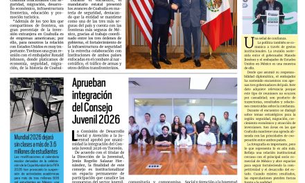 Portada RCG Lagunera [18 de junio de 2026] Manolo Jiménez fortalece lazos de amistad con el embajador de EE. UU.; aprueban integración del Consejo Juvenil 2026 y más…