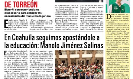 Portada RCG Lagunera [25 de junio de 2026] Gobernador respalda designación de Miguel Riquelme como alcalde sustituto de Torreón; en Coahuila seguimos apostándole a la educación: Manolo Jiménez Salinas y más…