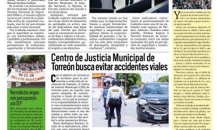 Portada RCG Lagunera [30 de junio de 2026] Coahuila es referente nacional en control de confianza policial; Centro de Justicia Municipal busca evitar accidentes viales y más…