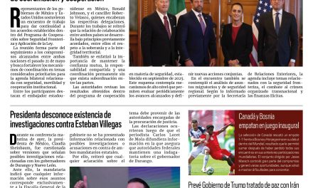 Portada RCG Nacional e Internacional [13 de junio de 2026] México y EE. UU. inician reunión sobre seguridad fronteriza; presidenta desconoce existencia de investigaciones contra Esteban Villegas y más…