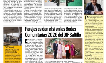 Portada RCG Media [15 de junio de 2026] En Coahuila se garantiza el ejercicio de la libertad de expresión; parejas dan el sí en las Bodas Comunitarias 2026 de DIF Saltillo y más…