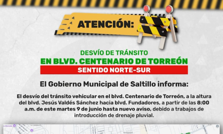 Habrá cierre temporal en el bulevar Centenario de Torreón por obras de ampliación vial