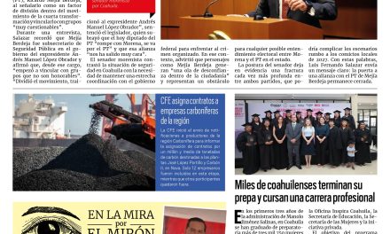 Portada RCG Carbonífera [20 de julio de 2026] Mejía del PT Coahuila está ligado a la delincuencia: Luis Fernando Salazar; miles de coahuilenses terminan su prepa y cursas una carrera profesional y más…
