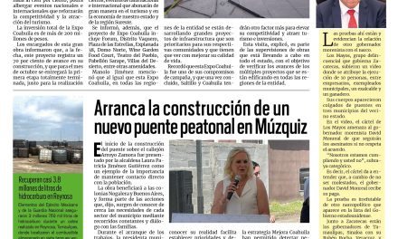 Portada RCG Carbonífera [23 de julio de 2026] Muy pronto quedará la primera etapa de la Expo Coahuila: Manolo Jiménez; arranca la construcción de un nuevo puente peatonal en Múzquiz y más…