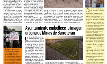 Portada RCG Carbonífera [28 de julio de 2026] Listo Coahuila para reanudar las exportaciones de ganado; Ayuntamiento embellece la imagen urbana de Minas de Barroterán y más…
