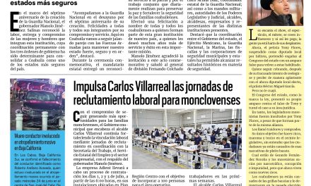 Portada RCG Centro [1 de julio de 2026] En Coahuila celebramos el aniversario de la Guardia Nacional: Manolo Jiménez; impulsa Carlos Villarreal jornadas de reclutamiento laboral para monclovenses y más…