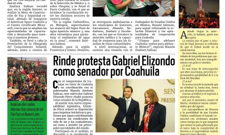 Portada RCG Centro [2 de julio de 2026] Junio fue un mes de trabajo, grandes resultados y futbol: Manolo Jiménez; Rinde protesta Gabriel Elizondo como senador por Coahuila y más…