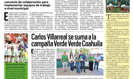 Portada RCG Centro [5 de julio de 2026] ‘Fortalecemos diálogo y atención junto a colectivos de familiares de personas desaparecidas’, afirma Manolo Jiménez; Mantendrá Monclova servicios esenciales durante las vacaciones de verano y más…