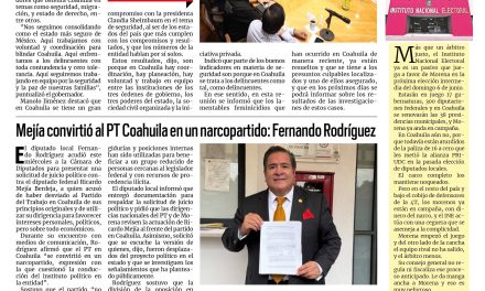 Portada RCG Centro [16 de julio de 2026] En Coahuila se enfrenta a la delincuencia con contundencia; Mejía convirtió al PT Coahuila en un narcopartido: Fernando Rodríguez y más…