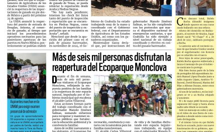 Portada RCG Centro [28 de julio de 2026] Listo Coahuila para reanudar las exportaciones de ganado; más de seis mil personas disfrutan la reapertura del Ecoparque Monclova y más…