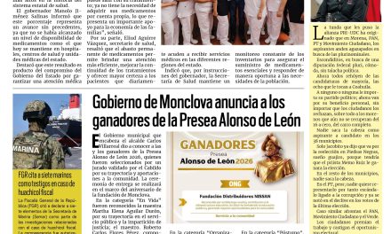 Portada RCG Centro [31 de julio de 2026] Mantiene Coahuila abasto histórico de medicamentos; Gobierno de Monclova anuncia a ganadores de la Presea Alonso de León y más…
