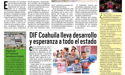 Portada RCG Fronteriza [7 de julio de 2026] Continua Mejora Coahuila entregando apoyos a familias afectadas por las lluvias; DIF Coahuila lleva desarrollo y esperanza a todo el estado y más…