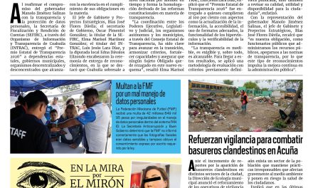 Portada RCG Fronteriza [13 de julio de 2026] Coahuila refuerza su compromiso con la transparencia; refuerzan vigilancia para combatir basureros clandestinos en Acuña y más…