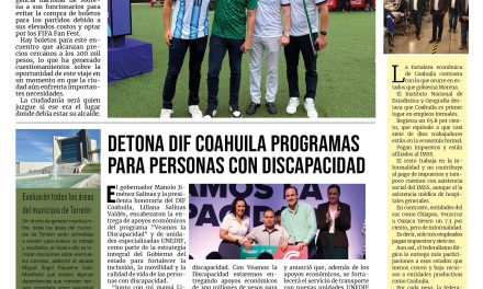 Portada RCG Lagunera [4 de julio de 2026] En Miami mientras Piedras Negras sigue en contingencia ; detona DIF Coahuila programas para personas con discapacidad y más…