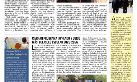 Portada RCG Lagunera [11 de julio de 2026] ‘En Coahuila tenemos estado de derecho gracias al trabajo de los abogados’; cierran programa ‘Aprendo y Cuido Más’ del ciclo escolar 2025-2026 y más…