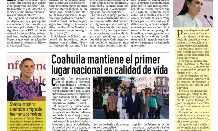Portada RCG Media [17 de julio de 2026] DEA va por más narcopolíticos de Morena; Coahuila mantiene el primer lugar nacional en calidad de vida y más…