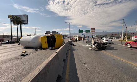 Saltillo: Se registra aparatoso accidente con doble volcadura sobre Nazario